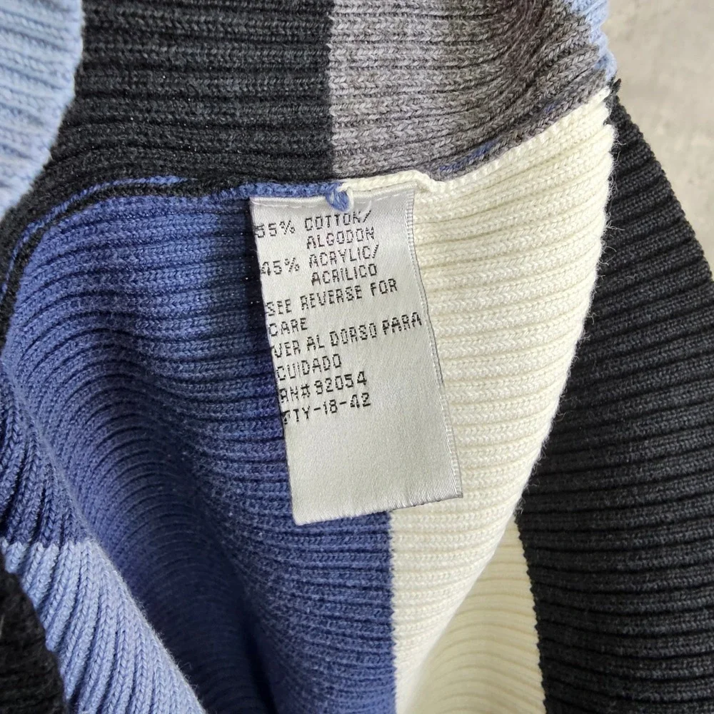 Carolyn Taylor Essentials Colorblock Ribbed Knit Sweater Blue Gray Black Cream S - Picture 5 of 5